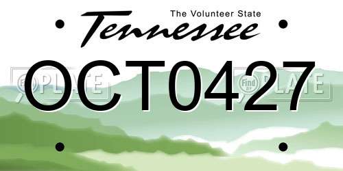 OCT0427 Tennessee License Plate