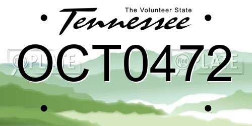 OCT0472 Tennessee License Plate
