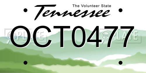 OCT0477 Tennessee License Plate