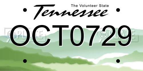 OCT0729 Tennessee License Plate