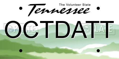 OCTDATT Tennessee License Plate