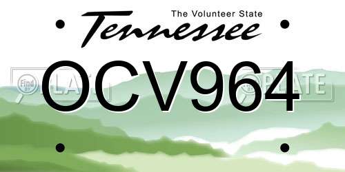 OCV964 Tennessee License Plate