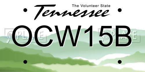 OCW15B Tennessee License Plate