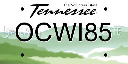 OCWI85 Tennessee License Plate