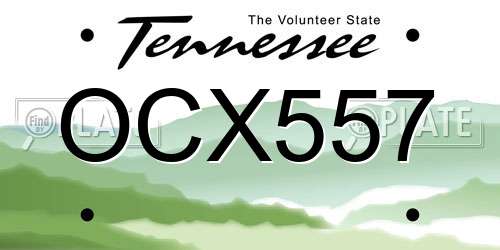 OCX557 Tennessee License Plate