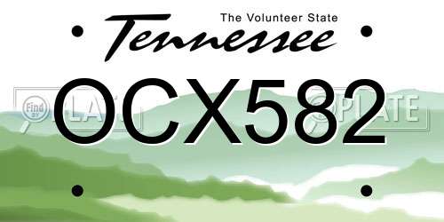 OCX582 Tennessee License Plate