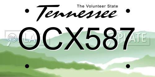 OCX587 Tennessee License Plate