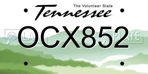 OCX852 Tennessee License Plate