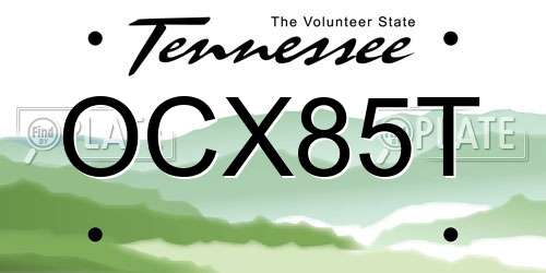 OCX85T Tennessee License Plate