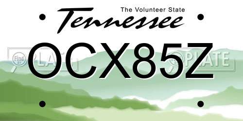 OCX85Z Tennessee License Plate