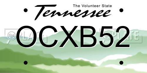 OCXB52 Tennessee License Plate