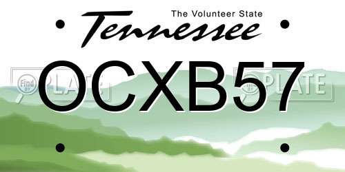 OCXB57 Tennessee License Plate