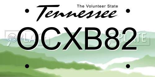 OCXB82 Tennessee License Plate
