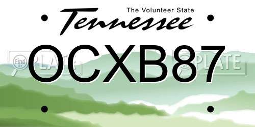 OCXB87 Tennessee License Plate