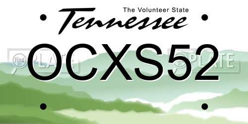 OCXS52 Tennessee License Plate
