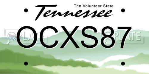 OCXS87 Tennessee License Plate