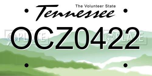 OCZ0422 Tennessee License Plate