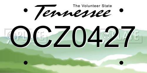 OCZ0427 Tennessee License Plate