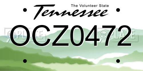OCZ0472 Tennessee License Plate