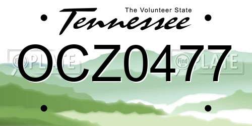 OCZ0477 Tennessee License Plate