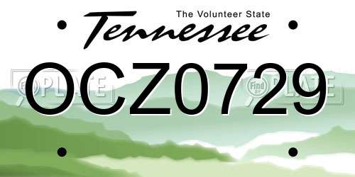 OCZ0729 Tennessee License Plate