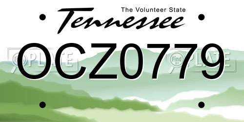 OCZ0779 Tennessee License Plate