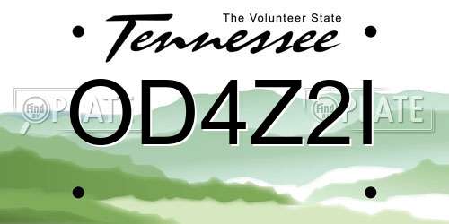 OD4Z2I Tennessee License Plate