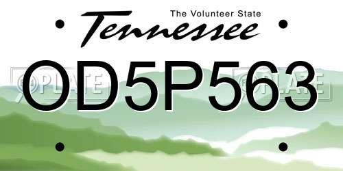 OD5P563 Tennessee License Plate
