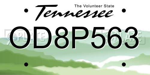 OD8P563 Tennessee License Plate