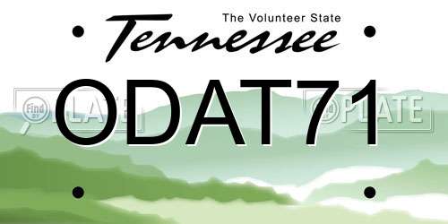ODAT71 Tennessee License Plate