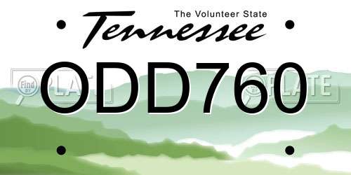 ODD760 Tennessee License Plate