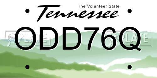 ODD76Q Tennessee License Plate