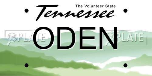 ODEN Tennessee License Plate
