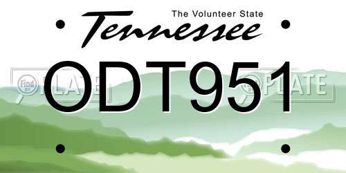 ODT951 Tennessee License Plate