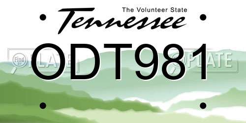 ODT981 Tennessee License Plate