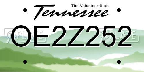 OE2Z252 Tennessee License Plate