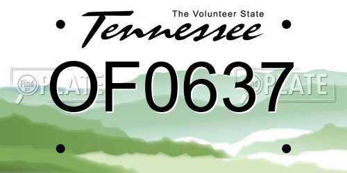 OF0637 Tennessee License Plate