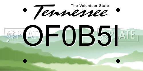 OF0B5I Tennessee License Plate