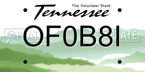 OF0B8I Tennessee License Plate
