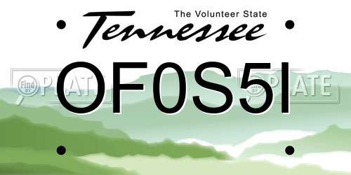 OF0S5I Tennessee License Plate