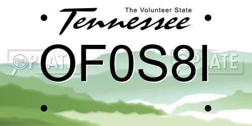 OF0S8I Tennessee License Plate