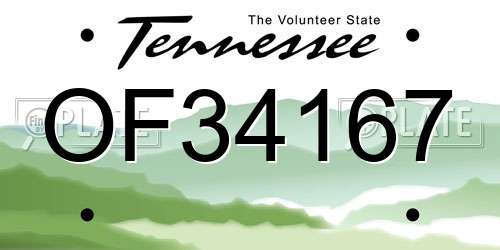 OF34167 Tennessee License Plate