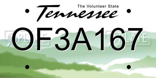 OF3A167 Tennessee License Plate