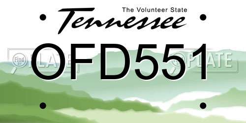 OFD551 Tennessee License Plate