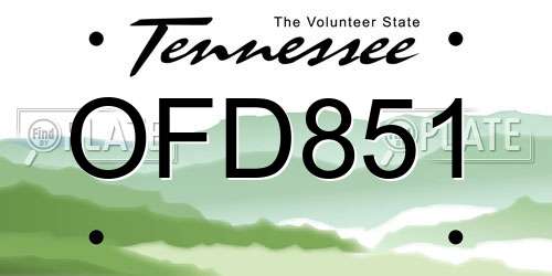 OFD851 Tennessee License Plate