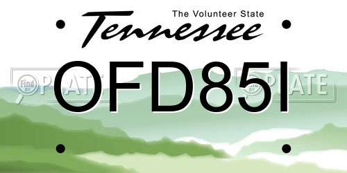 OFD85I Tennessee License Plate
