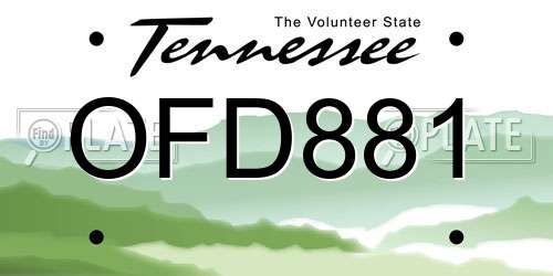 OFD881 Tennessee License Plate