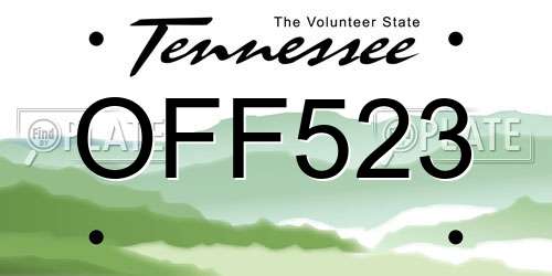 OFF523 Tennessee License Plate
