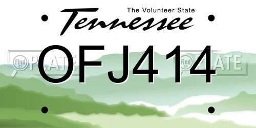 OFJ414 Tennessee License Plate