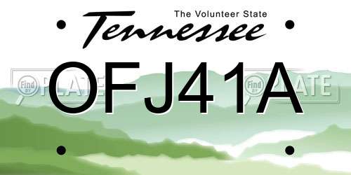 OFJ41A Tennessee License Plate